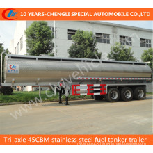 Tri-Axle 45cbm Stainless Steel Fuel Tanker Trailer